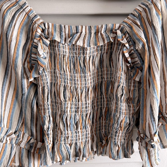 Off The Shoulder Striped Cinch Top - Picture 5 of 6